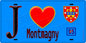 Plaque métal décorative  J' ❤️Montmagny, Val d'Oise (95) fond bleu