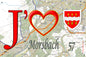 Plaque métal décorative 20 x 30 cm, J'❤️ Morsbach, Moselle (57)
