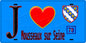 Plaque métal décorative  J' ❤️ Mousseaux-sur-Seine, Yvelines (78) fond bleu