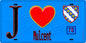 Plaque métal décorative  J' ❤️ Mulcent, Yvelines (78) fond bleu