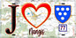 Plaque métal décorative  J' ❤️Nangis, Seine et Marne (77) fond carte