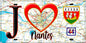 Plaque métal décorative, J' ❤️Nantes, Loire Atlantique (44) fond carte