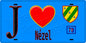 Plaque métal décorative  J' ❤️ Nézel, Yvelines (78) fond bleu