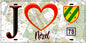 Plaque métal décorative  J' ❤️ Nézel, Yvelines (78) fond carte