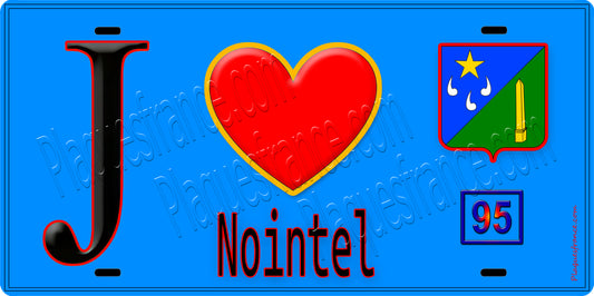 Plaque métal décorative  J' ❤️Nointel Val d'Oise (95) fod bleu