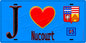 Plaque métal décorative  J' ❤️Nucourt, Val d'Oise (95) fond bleu