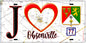 Plaque métal décorative  J' ❤️Obsonville, Seine et Marne (77) fond carte