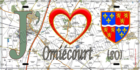 Plaque métal décorative 15X30 J' ❤️ Hypercourt, Somme (80)