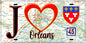 Plaque métal décorative  J' ❤️Orléans, Loiret (45)