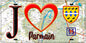 Plaque métal décorative  J' ❤️Parmain, Val d'Oise (95) fond carte