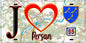 Plaque métal décorative  J' ❤️Persan, Val d'Oise (95) fond carte