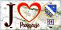 Plaque métal décorative  J' ❤️Pecqueuse, Essonne (91) fond carte
