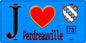 Plaque métal décorative  J' ❤️ Perdreauville, Yvelines (78) fond bleu