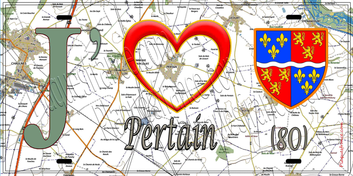 Plaque métal décorative 15X30 J' ❤️ Hypercourt, Somme (80)