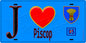 Plaque métal décorative  J' ❤️Piscop, Val d'Oise (95) fond bleu
