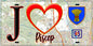Plaque métal décorative  J' ❤️Piscop, Val d'Oise (95) fond carte