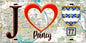 Plaque métal décorative  J' ❤️Poincy, Seine et Marne (77) fond carte