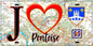 Plaque métal décorative  J' ❤️Pontoise, Val d'Oise (95) fond carte