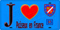 Plaque métal décorative  J' ❤️Puiseux-en-France, Val d'Oise (95) fond bleu