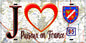 Plaque métal décorative  J' ❤️Puiseux-en-France, Val d'Oise (95) fond carte