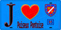 Plaque métal décorative  J' ❤️Puiseux-Pontoise, Val d'Oise (95) fond bleu