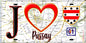 Plaque métal décorative  J' ❤️Pussay, Essonne (91) fond carte