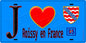 Plaque métal décorative  J' ❤️Roissy-en-France, Val d'Oise (95) fond bleu
