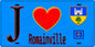 Plaque métal décorative  J' ❤️Romainville, Seine Saint Denis (93) fond bleu