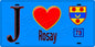 Plaque métal décorative  J' ❤️ Rosay, Yvelines (78) fond bleu