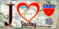 Plaque métal décorative  J' ❤️Saclay, Essonne (91) fond carte