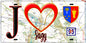 Plaque métal décorative  J' ❤️Sagy, Val d'Oise (95) fond carte