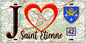 Plaque métal décorative, J' ❤️Saint Etienne, Loire (42) fond carte