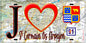 Plaque métal décorative  J' ❤️Saint-Germain-lès-Arpajon, Essonne (91) fond carte