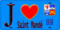 Plaque métal décorative  J' ❤️Saint-Mandé, Val de Marne (94) fond bleu
