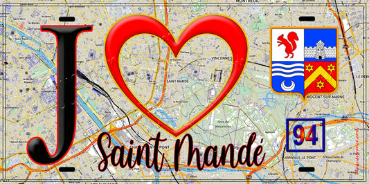 Plaque métal décorative  J' ❤️Saint-Mandé, Val de Marne (94) - Plaquesfrance.com