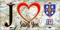 Plaque métal décorative  J' ❤️Saint-Yon, Essonne (91) fond carte