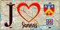 Plaque métal décorative  J' ❤️Sannois, Val d'Oise (95) fond carte