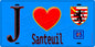 Plaque métal décorative  J' ❤️Santeuil, Val d'Oise (95) fond bleu