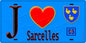 Plaque métal décorative  J' ❤️Sarcelles, Val d'Oise (95) fond bleu