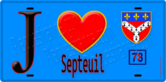 Plaque métal décorative  J' ❤️ Septeuil, Yvelines (78)