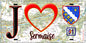 Plaque métal décorative  J' ❤️Sermaise, Essonne (91) fond carte