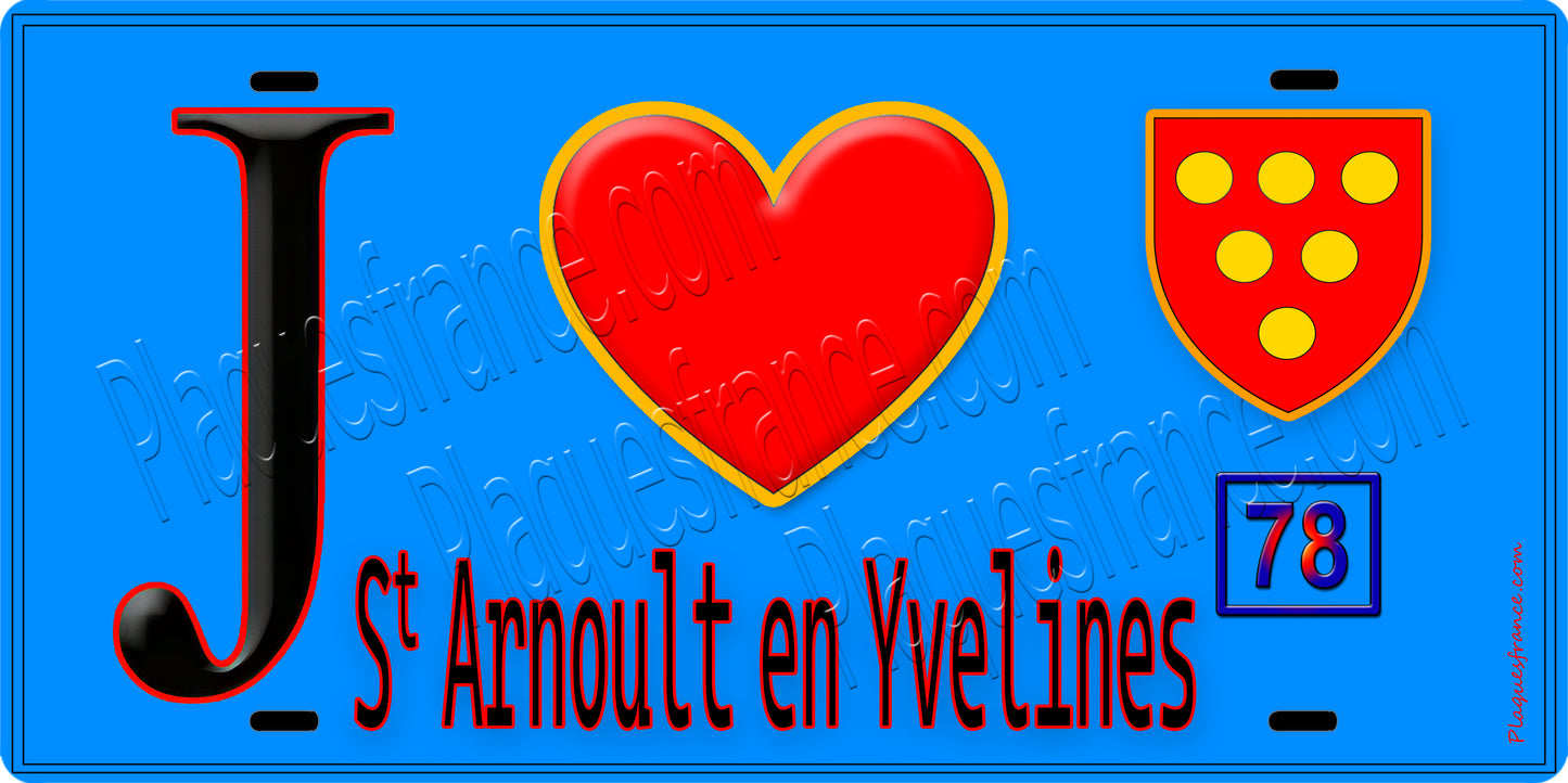 Plaque métal décorative  J' ❤️ Saint-Arnoult-en-Yvelines, Yvelines (78)