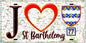 Plaque métal décorative  J' ❤️Saint-Barthélemy, Seine et Marne (77) fond carte