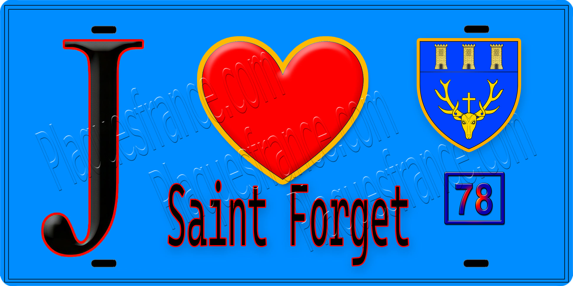 Plaque métal décorative  J' ❤️ Saint-Forget, Yvelines (78) fod bleu