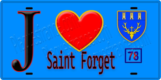 Plaque métal décorative  J' ❤️ Saint-Forget, Yvelines (78) fod bleu