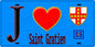 Plaque métal décorative  J' ❤️Saint-Gratien, Val d'Oise (95) fond bleu