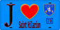 Plaque métal décorative  J' ❤️ Saint-Hilarion, Yvelines (78) fond bleu