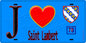Plaque métal décorative  J' ❤️ Saint-Lambert, Yvelines (78) fond bleu