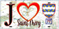 Plaque métal décorative  J' ❤️Saint-Méry, Seine et Marne (77) fond carte
