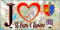 Plaque métal décorative  J' ❤️Saint-Ouen-l'Aumône, Val d'Oise (95) fond carte